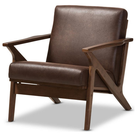 Baxton Studio Bianca Mid-Century Modern Walnut Wood Dark Brown Distressed...