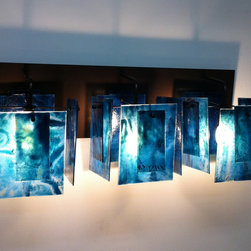 Custom Aqua Glass Triple Wall Sconce - Wall Lighting