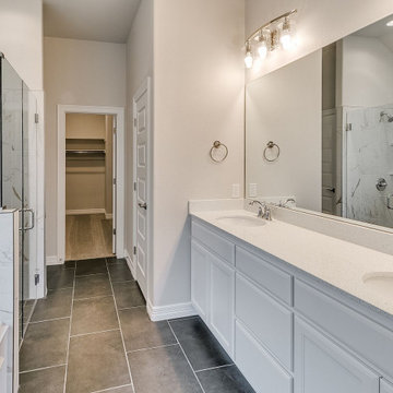 Marble-Detailed Tiles Bathroom Renovation in Mountain View, CA