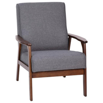 Langston Commercial Grade Upholstered Mid Century Modern Arm Chair, Dark Gray Fa
