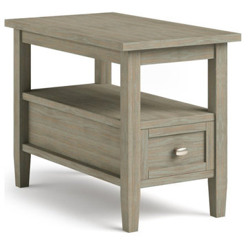 Warm Shaker 14" W SOLID WOOD Rectangle Narrow Side Table in Distressed Gray