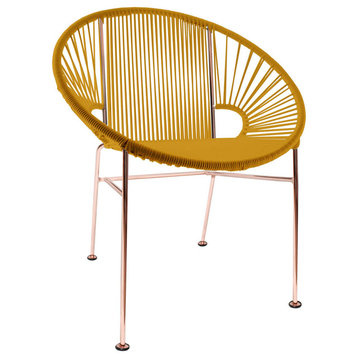 Concha Indoor/Outdoor Handmade Dining Chair, Caramel Weave, Copper Frame