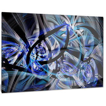 "Symmetrical Spiral Blue Flower" Glossy Metal Wall Art, 40"x30"