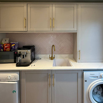 Green & Light Pink Shaker Kitchen in Thrapston