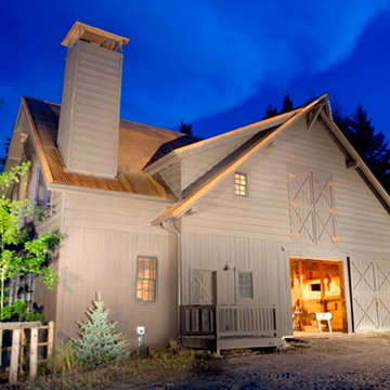 Idaho Timberframe - Paddock at night