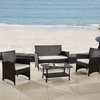 Modern Outdoor Garden, Patio 4-Piece Seat Wicker Sofa Furniture Set, Brown