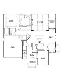 Floor plan with first floor master away from kitchen & family room