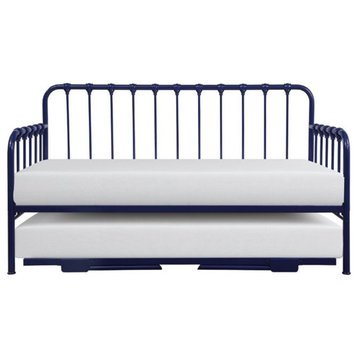 Catania Modern / Contemporary Metal Daybed with Trundle in Navy Blue
