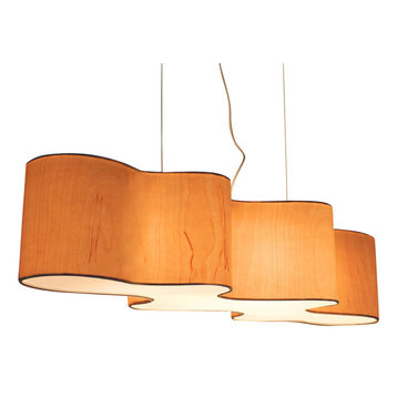 Kalevala Modern Wooden Pendant Light Veneer Lampshade Ceiling Fixture 