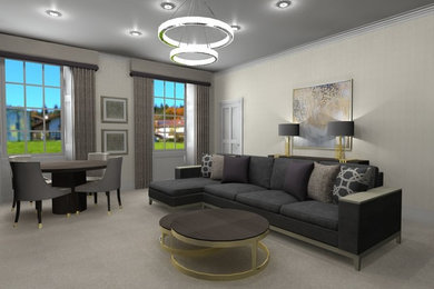 This is an example of a mid-sized contemporary living room in Surrey.