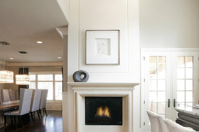 Large transitional home bar photo in Denver