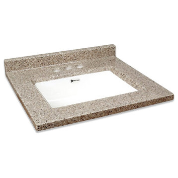 Transolid Kinsey 31"x22" Single Bowl Vanity Top for 4" Centerset Faucet, Latte