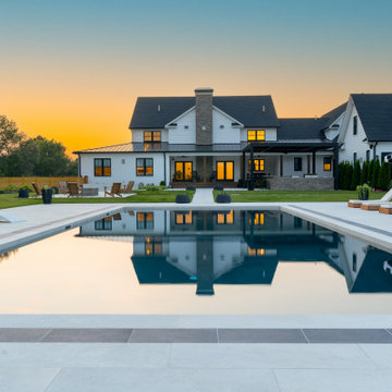 Outdoor Space with Milk & Coal Porcelain Pavers in Upstate NY