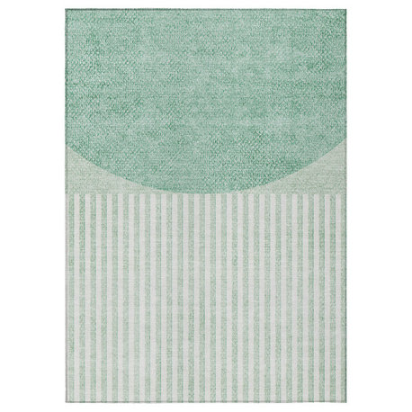 Machine Washable Indoor/Outdoor Chantille ACN2134 Teal 5' x 7'6" Rug
