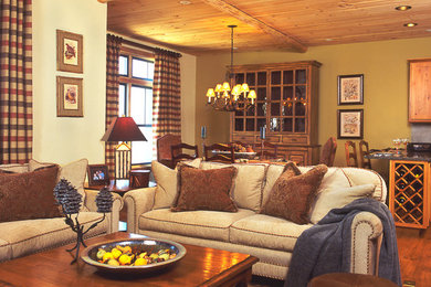 Inspiration for a rustic living room remodel in Burlington