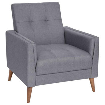 Conrad Mid-Century Modern Commercial Grade Armchair, Faux Linen Upholstery, Sl
