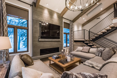 Inspiration for a contemporary living room in Salt Lake City.