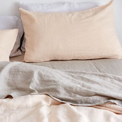 Peach Linen Pillowslip Set | In Bed - Sheet And Pillowcase Sets