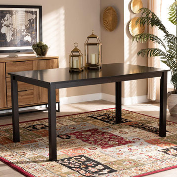 Modern Dining Table, Rubberwood Construction & Rectangular Top, Espresso Brown
