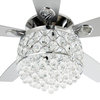52 Crystal Chandelier Ceiling Fan with LED Light and Remote Control, Chrome