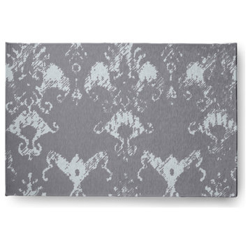 Victorian I-Kat Pattern Soft Chenille Area Rug, Dark Gray, 4'x6'