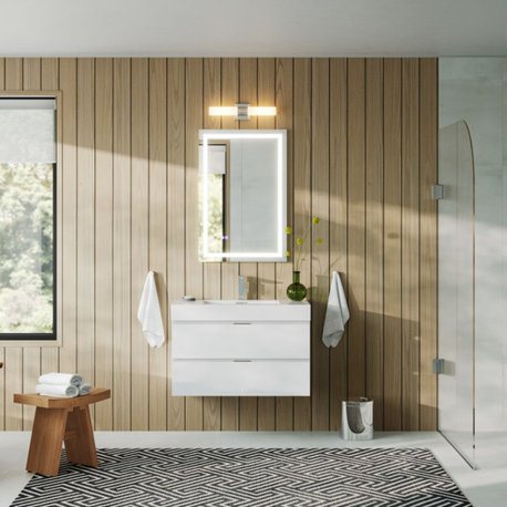 Boutique Bath Vanity, High Gloss White, 36", Single Sink, Wall Mount