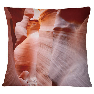 Sun Rays in Antelope Canyon Landscape Photography Throw Pillow, 16"x16"
