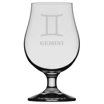 Zodiac Symbol Etched Glencairn Crystal Iona Beer Glass, Gemini