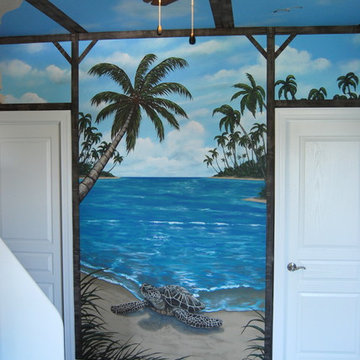 Treasure Island Pirate Mural Themed boys bedroom by MuralArt.com