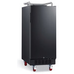 EdgeStar - EdgeStar BR1500 15"W Kegerator Conversion Refrigerator - Black - Features: The perfect solution for designing and customizing your own kegerator setup Includes stainless steel top cover, surface mount drip tray, guard rail, and casters and is ready for kegerator conversion Forced-air refrigeration technology with digital temperature control evenly and precisely distributes cold air throughout the interior Soft LED lighting on the interior consumes less energy and produces no heat, keeping the temperature of your kegerator stable Front ventilation allows for undercounter, built-in, or freestanding installations Reinforced stainless steel floor designed to support the weight of heavy kegs Stainless steel towel bar handle ensures that clean up is an arms reach away Integrated safety lock keeps others from tampering with your temperature and regulator settings Reversible door allows the swing to flow with you cabinetry Possible Keg Configurations: 1 slim quarter keg 1 sixth barrel keg 1 Cornelius keg Specifications: Width: 14-15/16" Height: 34-1/8" Height With Leveling Legs: 34-1/8" Height With Casters: 37-1/16" Depth: 24-1/16" Bulb Type: LED Temperature (Max): 60 °F Temperature (Min): 32 °F Product Weight: 84 lbs. Product Variations: BR1500 (This Model): Indoor Model BR1500OD: Outdoor Model Dimensional Drawing: