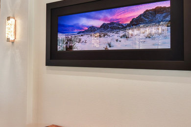 Inspiration for a contemporary gray floor entryway remodel in Las Vegas with white walls