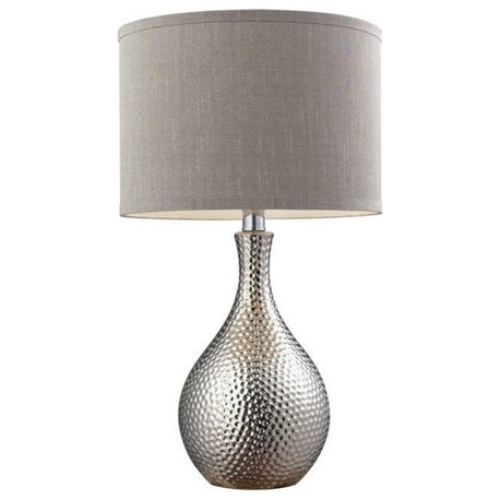 22" Hammered Chrome Table Lamp, Chrome, Standard