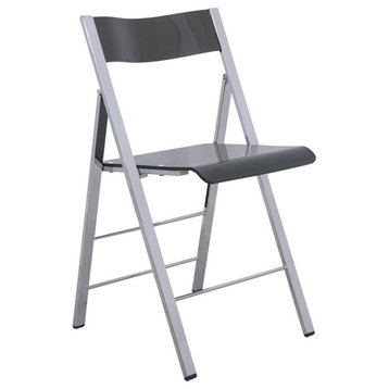 LeisureMod Menno Lucite Acrylic Stackable Dining Folding Chair, Black