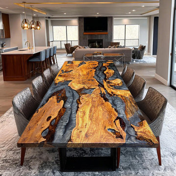 Olive Gray Resin Epoxy Table – Where Nature Meets Modern Resilience