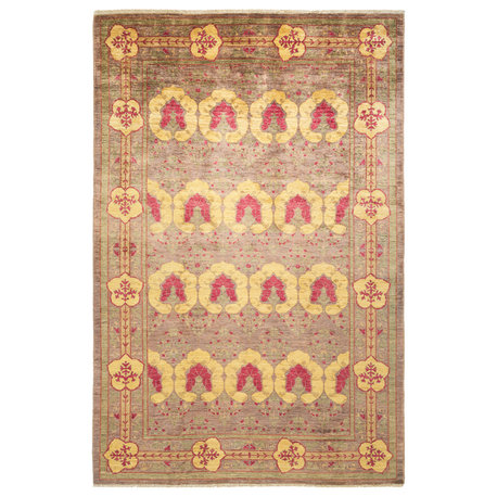 Arts and Crafts, One-of-a-Kind Hand-Knotted Area Rug Beige, 6'1"x8'9"