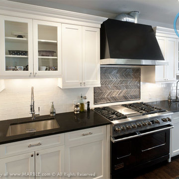 Astrus and Absolute Black Leathered Granite Kitchen | Marble.com