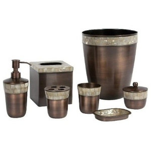 Milano 4 Piece Bath Accessory Set Mother Of Pearl Beach Style Opal 7 Piece Bathroom Accessory Set Copper