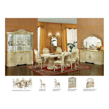 Leonardo Dining Set | Ivory (Table, China, Side and Arm Chairs)