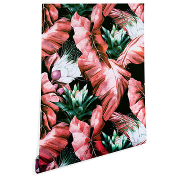 Deny Designs Marta Barragan Camarasa Dark Tropical Wallpaper, Pink, 2'x8'