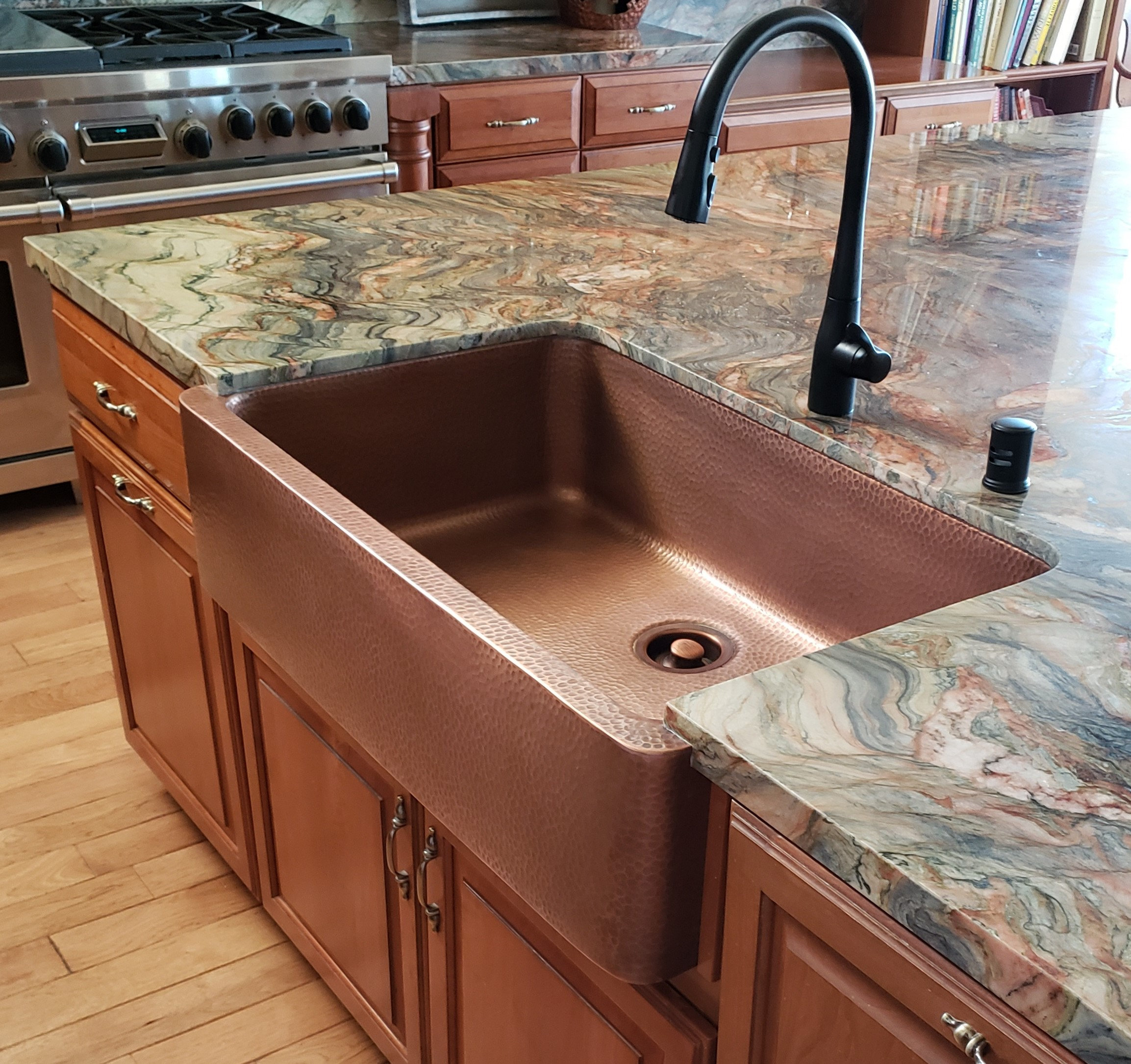Adams Copper 36" Single Bowl Farmhouse Apron Front Undermount Kitchen Sink