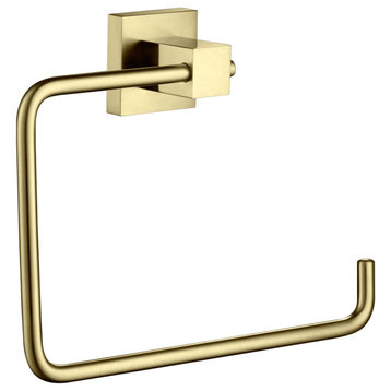 Cube Bathroom Towel Ring, Brushed Gold