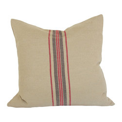Xia Home Fashions - Natural Linen Stripe Decorative Pillow Feather/Down Filled - Decorative Pillows