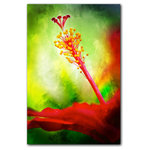 Ready2HangArt - "Tropical Hibiscus" Canvas Wall Art - This tropical hibiscus canvas art, offers radiant color and depth. It is fully finished, arriving ready to hang on the wall of your choice.