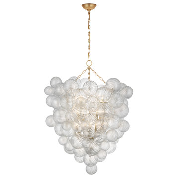 Talia Grande Entry Chandelier in Gild with Clear Swirled Glass