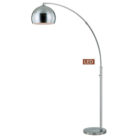 Alrigo 80" LED Arched Floor Lamp With Dimmer, Chrome