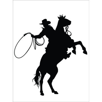 Cowboy & Horse Western Animal Vinyl Decal, 21x21"