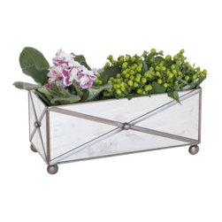 Worlds Away Rectangular Crosshatch Antique Planter - Indoor Pots And Planters
