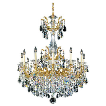 La Scala 12-Light 33"W Chandelier, Antique Silver, Clear Heritage Crystal