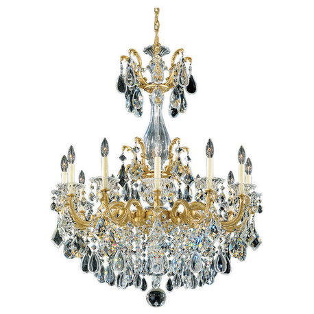 La Scala 12-Light 33"W Chandelier, Antique Silver, Clear Heritage Crystal