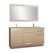 48" Single Bath Vanity With Quartz Top, White, 60" Double Sink Bathroom